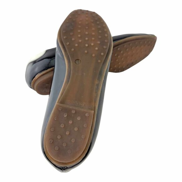 Sesto Meucci Black and Cream Patent Leather Flowered Ballet Flats Women's Sz 11 - Picture 9 of 10